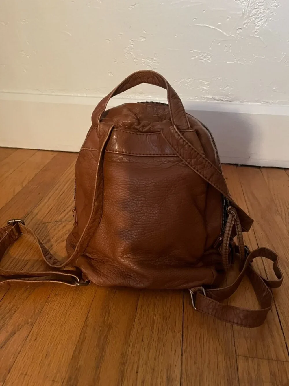 Faux Leather Wallflower Backpack Purse
